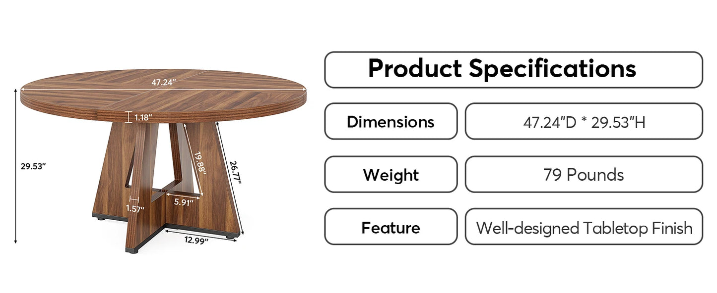 Tribesigns Round Dining Table For Four Farmhouse Kitchen