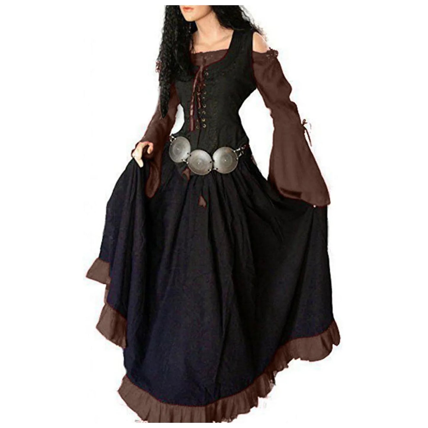 Women's Medieval Retro Gothic Dress Off Shoulder Vintage Girdling