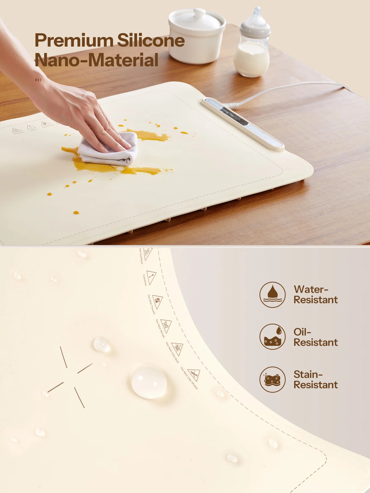 Yabano Foldable Electric Warming Tray With 3 Temperature Settings Auto Shutoff