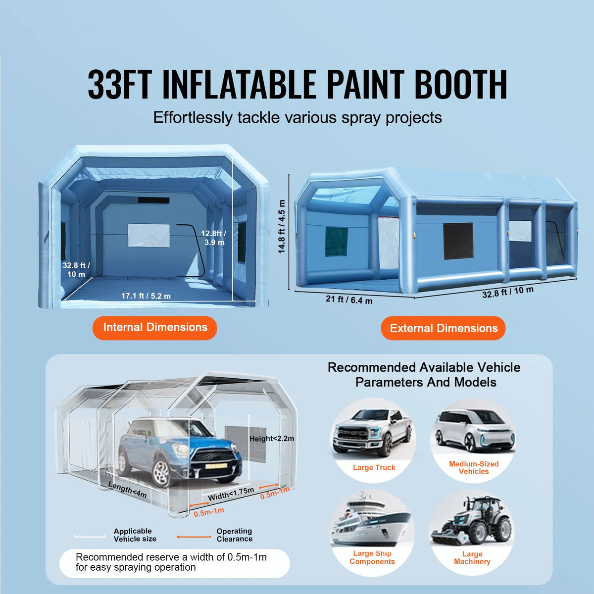 Inflatable Paint Booth With Powerful Blowers And Air Filter System