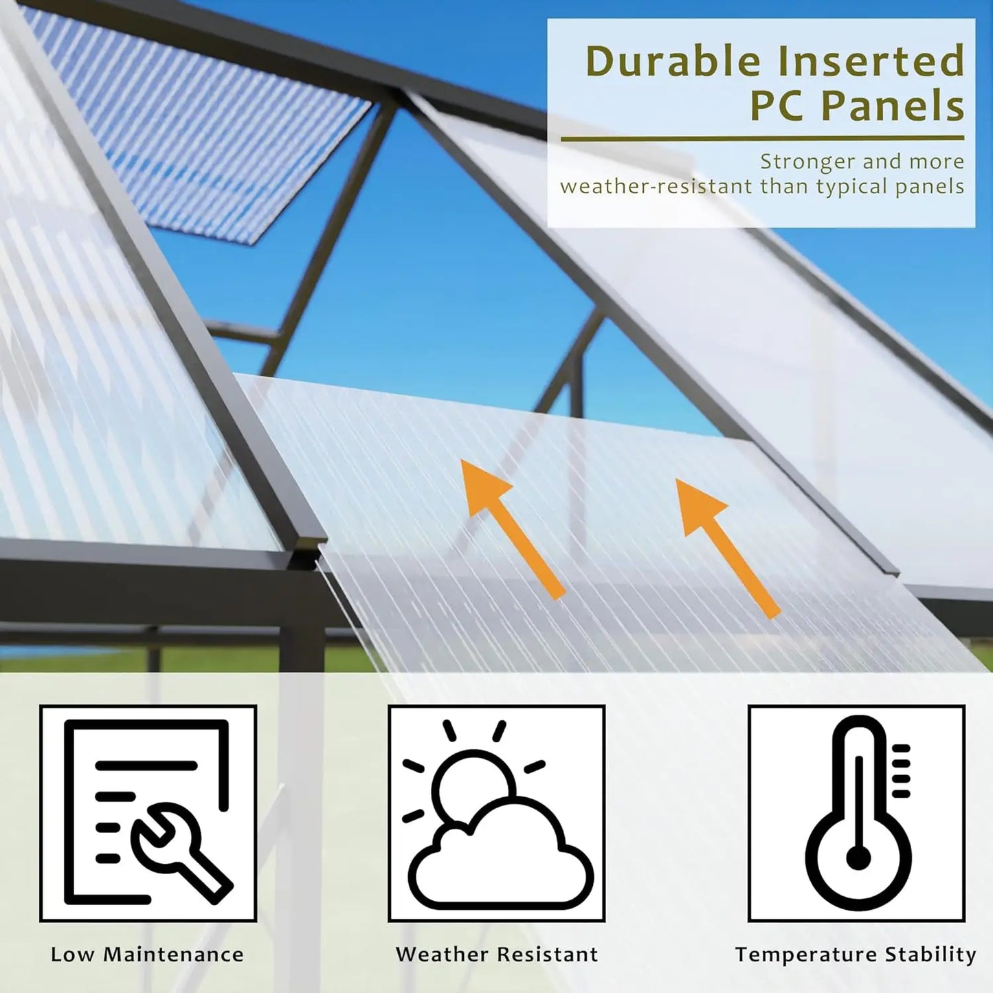 XMSJ Polycarbonate Greenhouse Walk In Outdoor Garden Shelter