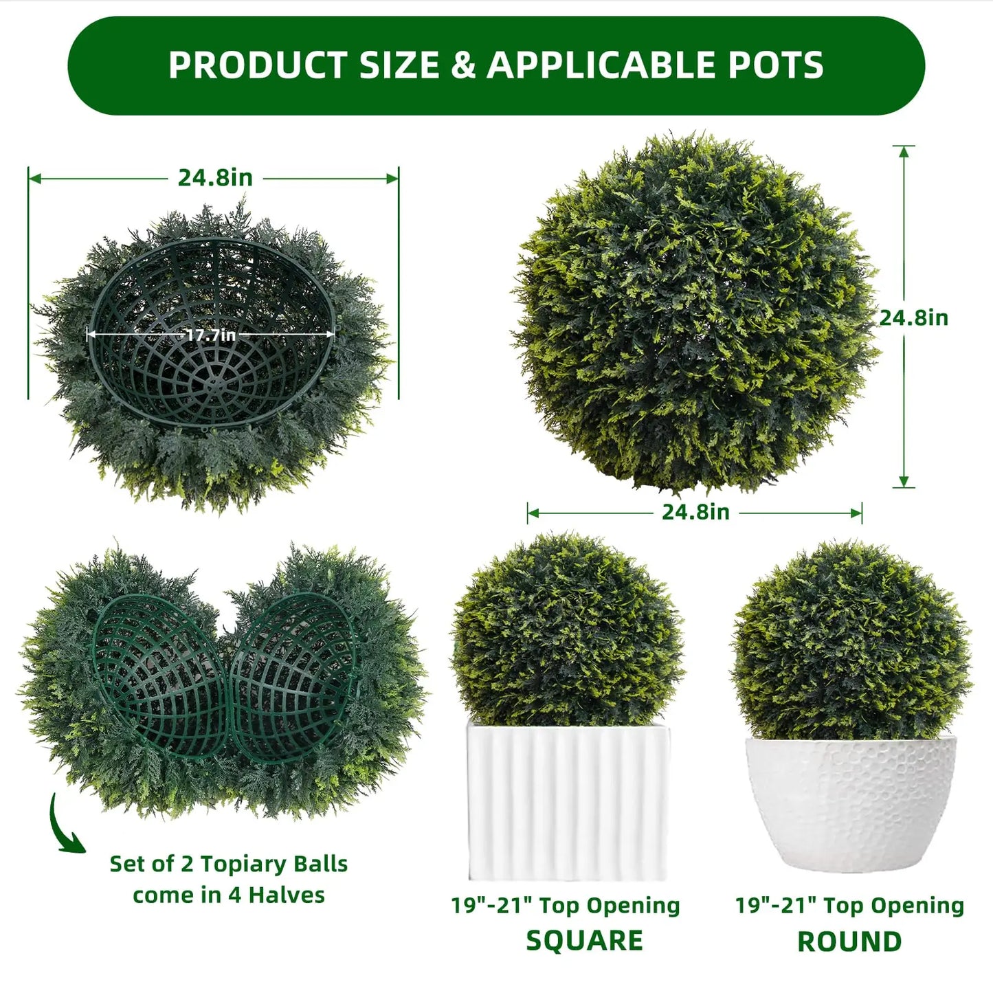 StudysetCN Artificial Topiary Balls Outdoor Set Of 2