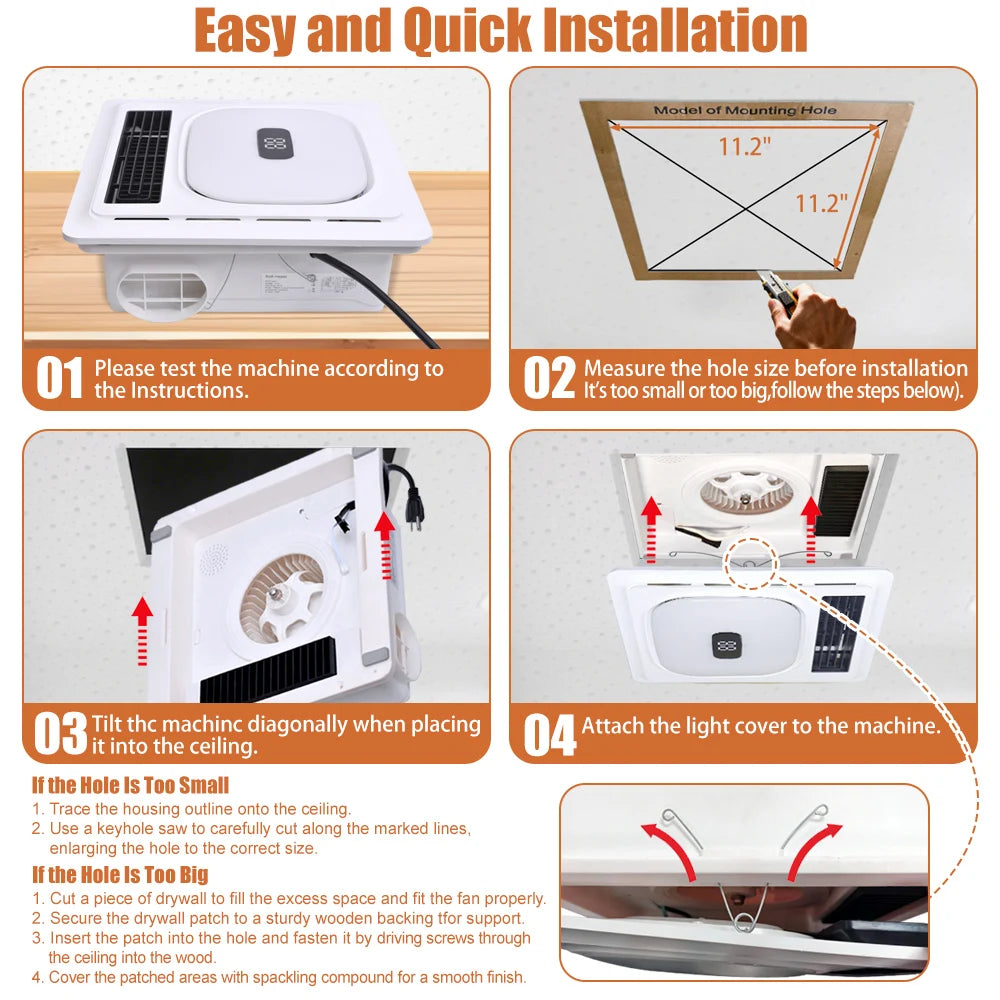 4-In-1 Bathroom Exhaust Fan With Bluetooth Speaker 1800W Heater