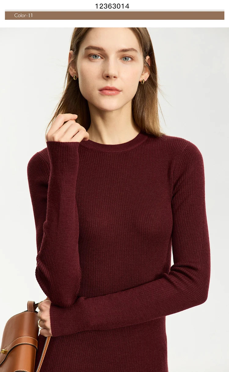 AMIICN Minimalism Women Sweater Slim Fit Turtleneck Warm Knit