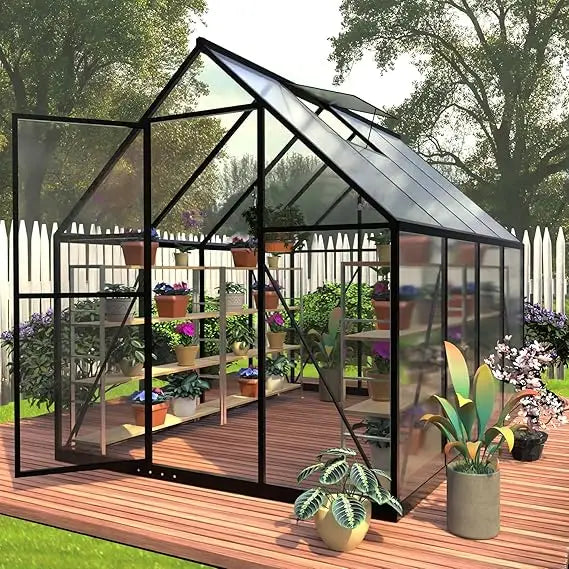 XMSJ Polycarbonate Greenhouse Walk In Outdoor Garden Shelter
