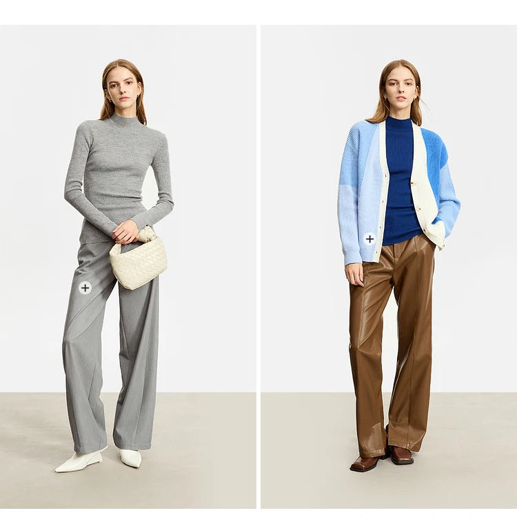 AMIICN Minimalism Women Sweater Slim Fit Turtleneck Warm Knit