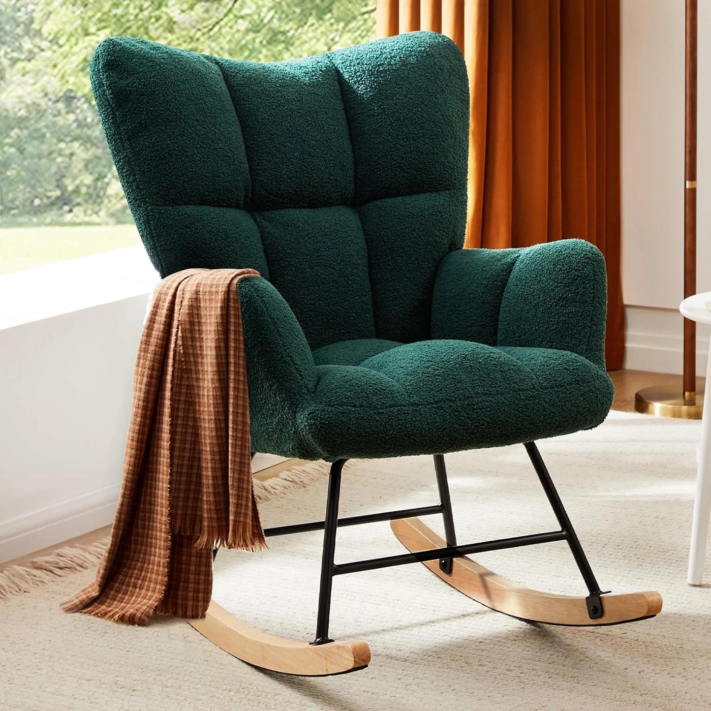 Studyset Modern Boucle Nursery Rocking Chair With Side Pocket