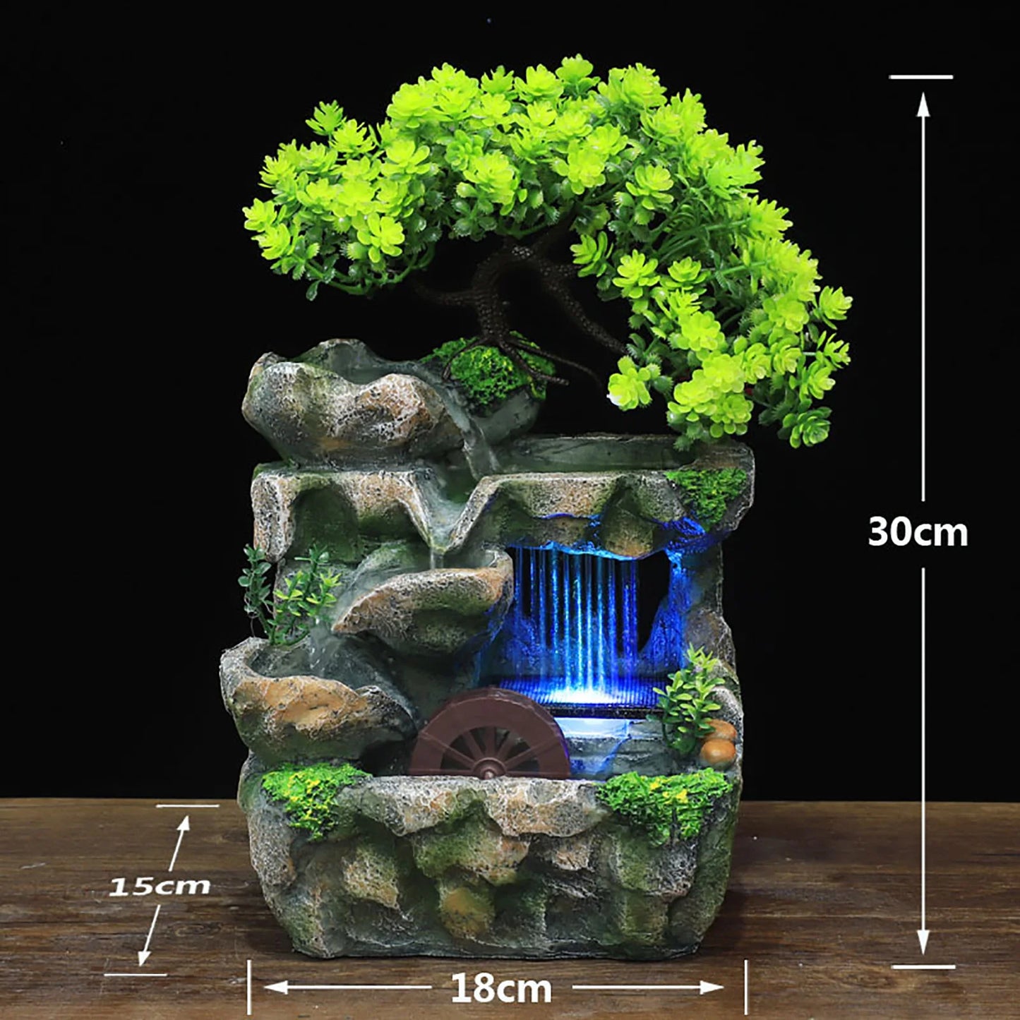 Indoor Desktop Fountain Waterfall Decor With Color Changing LED Lighting