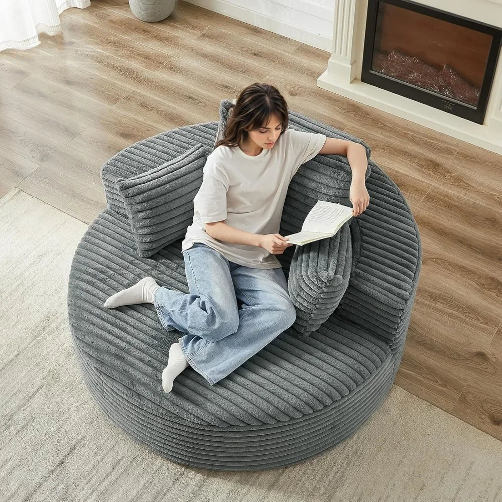 DAFIFY Round Swivel Barrel Chair Corduroy Upholstered Lounger