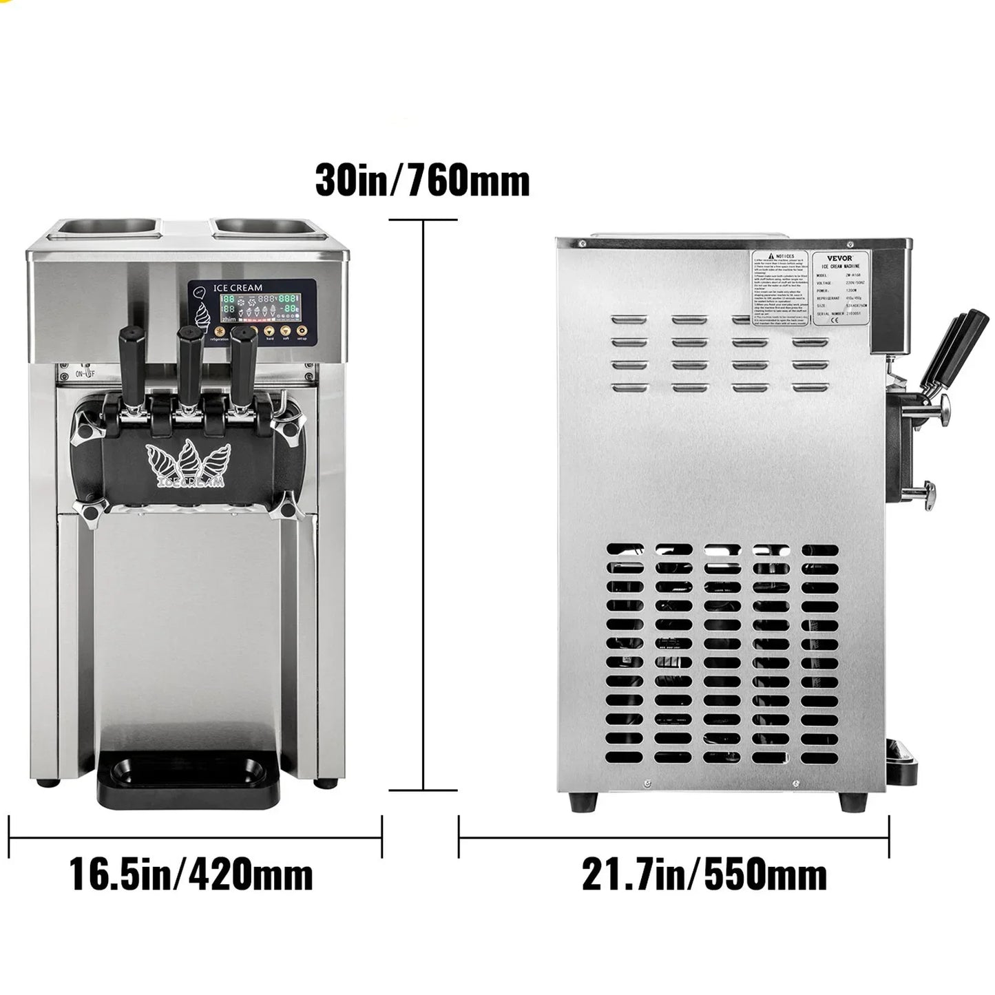 VEVOR Ice Cream Machine A168 1200W Compressor Maker with LCD