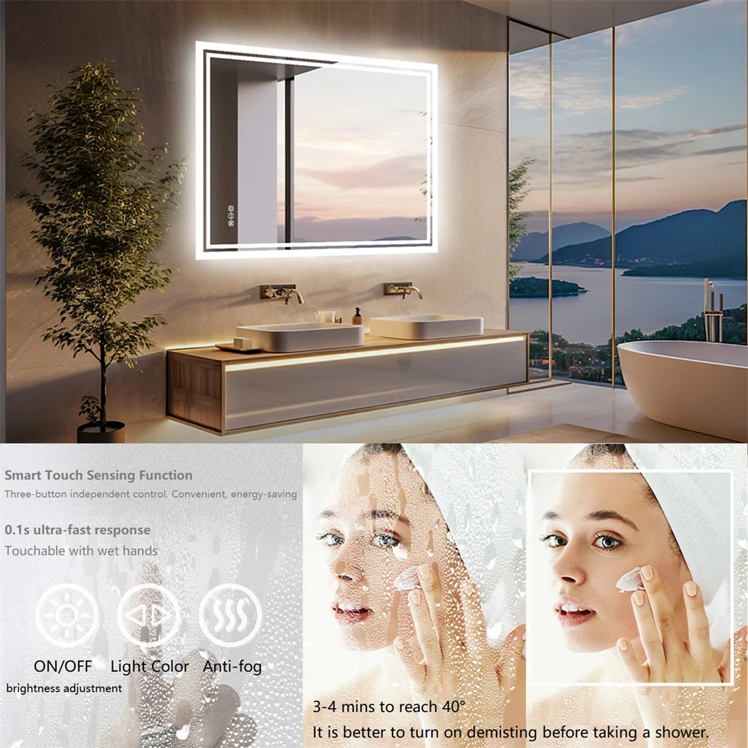 LUVODI Illuminated Backlit Bathroom Mirror With Dimmable LED Defog