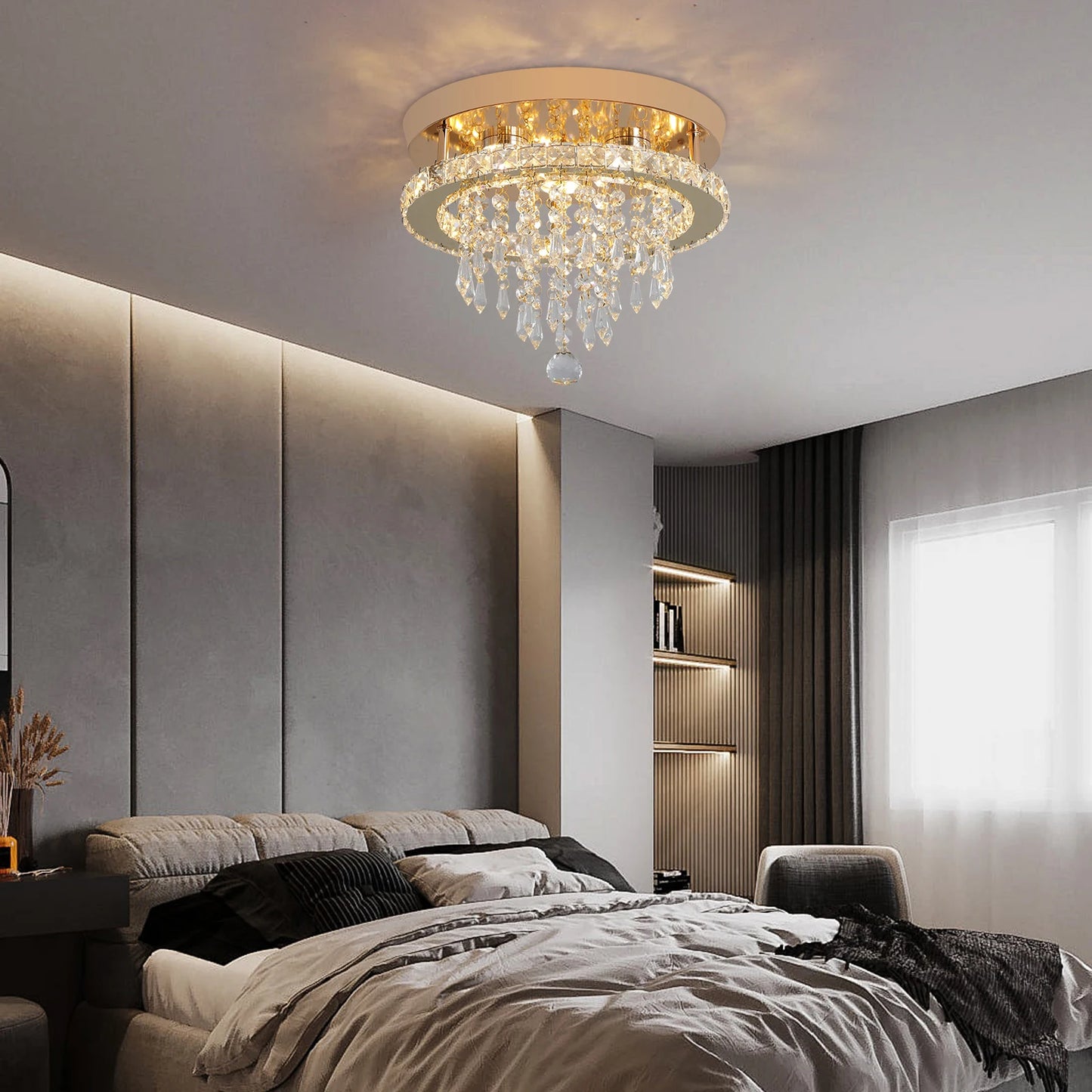 VETRULUS Crystal Chandelier LED Ceiling Light for Living Room