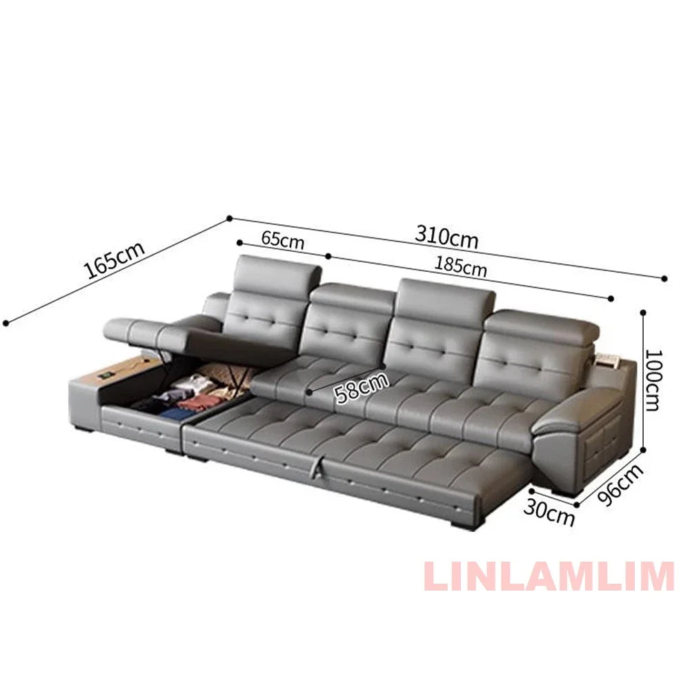 Linlamlim Electric Reclining Sectional Sofa Bed With Cup Holder