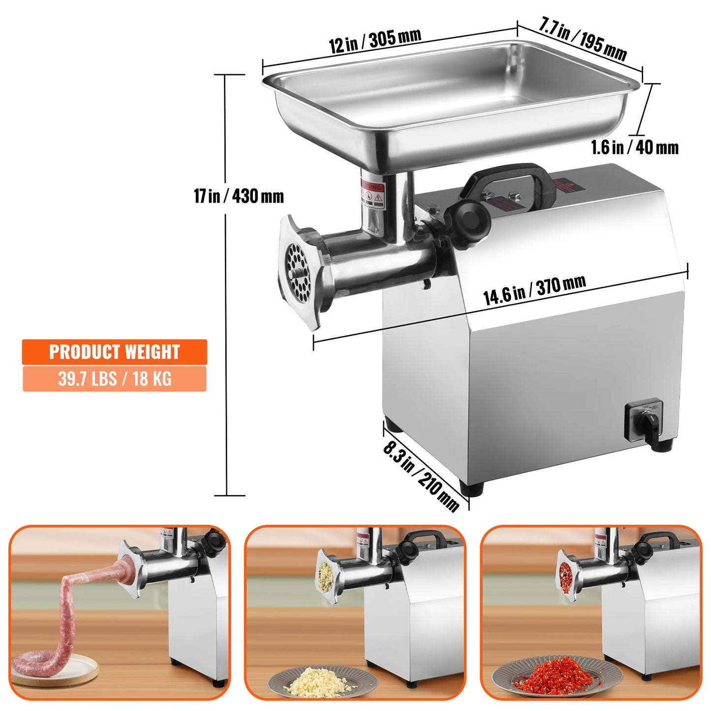 SucceBuy Electric Meat Grinder Sausage Stuffer Stainless Steel