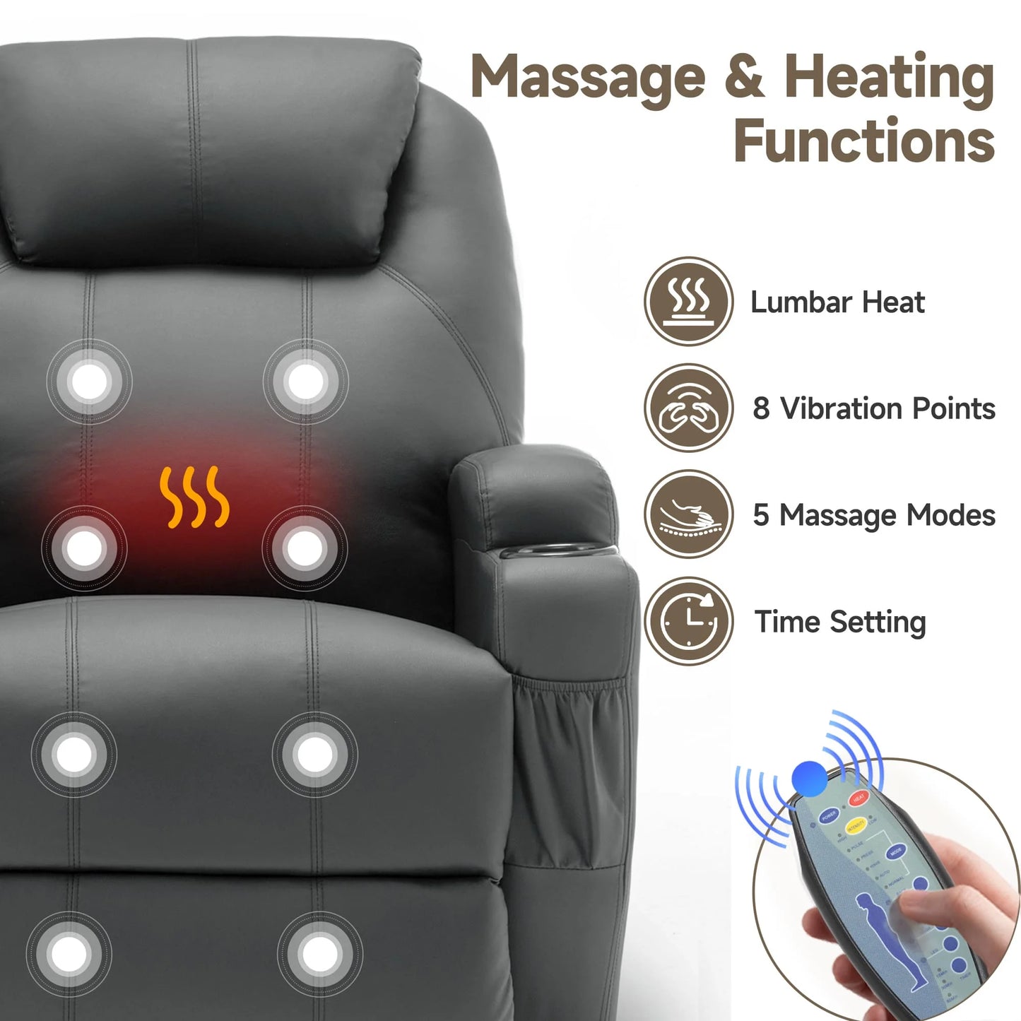 KORSER Recliner Chair With Massage And Heat 360 Swivel