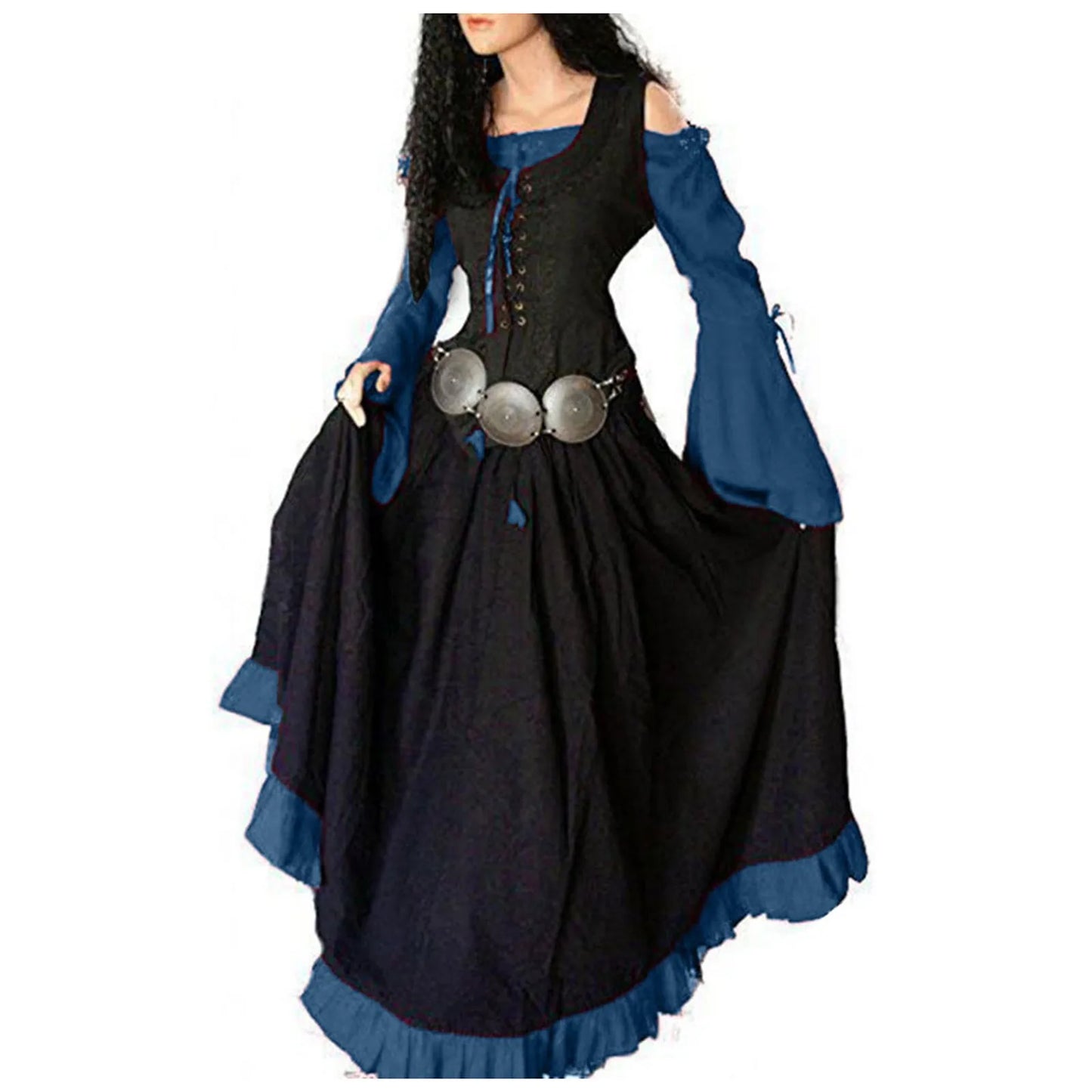 Women's Medieval Retro Gothic Dress Off Shoulder Vintage Girdling