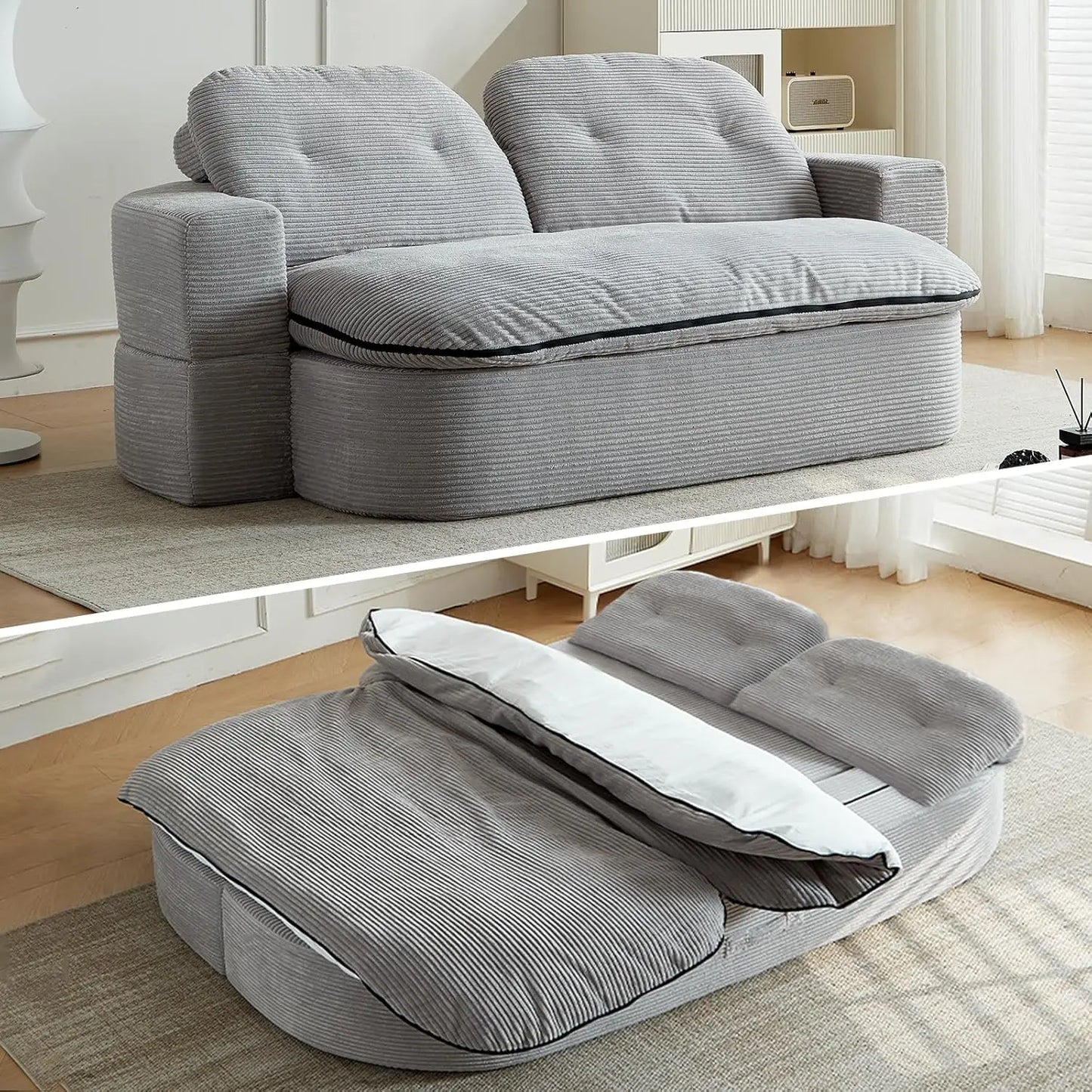 NONECN Convertible Folding Sofa Bed 2-In-1 Memory Foam Sleeper