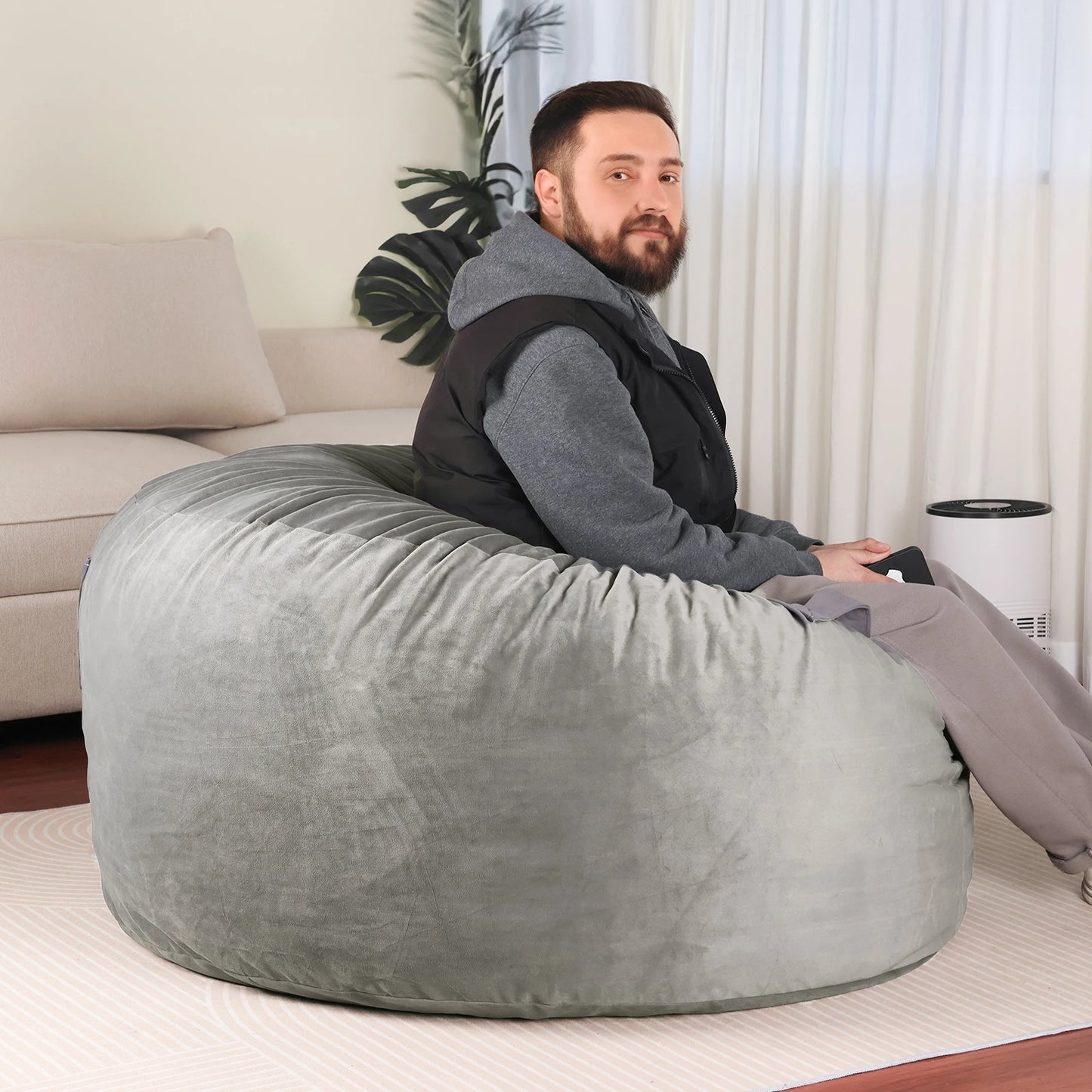 Bean Bag Chair With Removable Washable Cover For Living Room