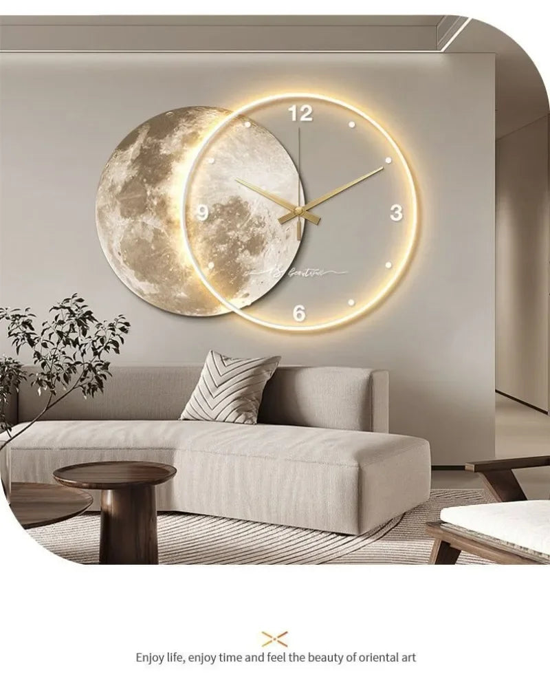 ZHUOLI Moon Earth Modeling LED Wall Clock With Silent Movement