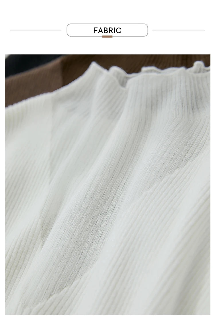 AMIICN Minimalist Winter Turtleneck Sweater With Sheer Panels