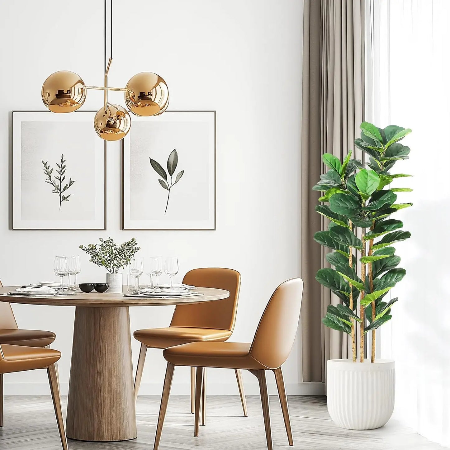 HiMISSCN Fiddle Leaf Fig Tree With Pot Artificial Indoor Plant