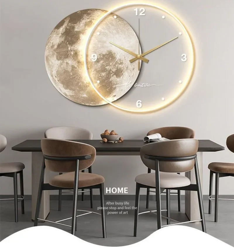 ZHUOLI Moon Earth Modeling LED Wall Clock With Silent Movement