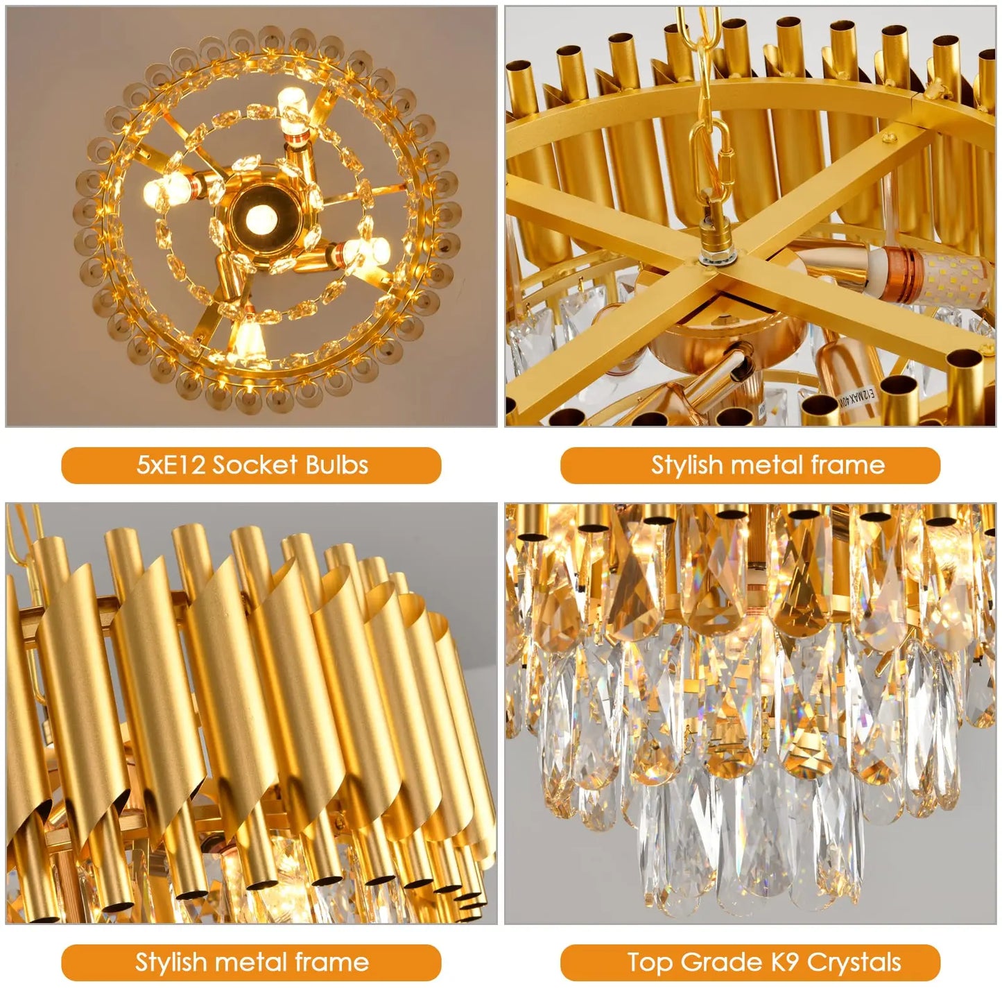Three Tier K9 Crystal Chandelier Modern Finish For Dining Room