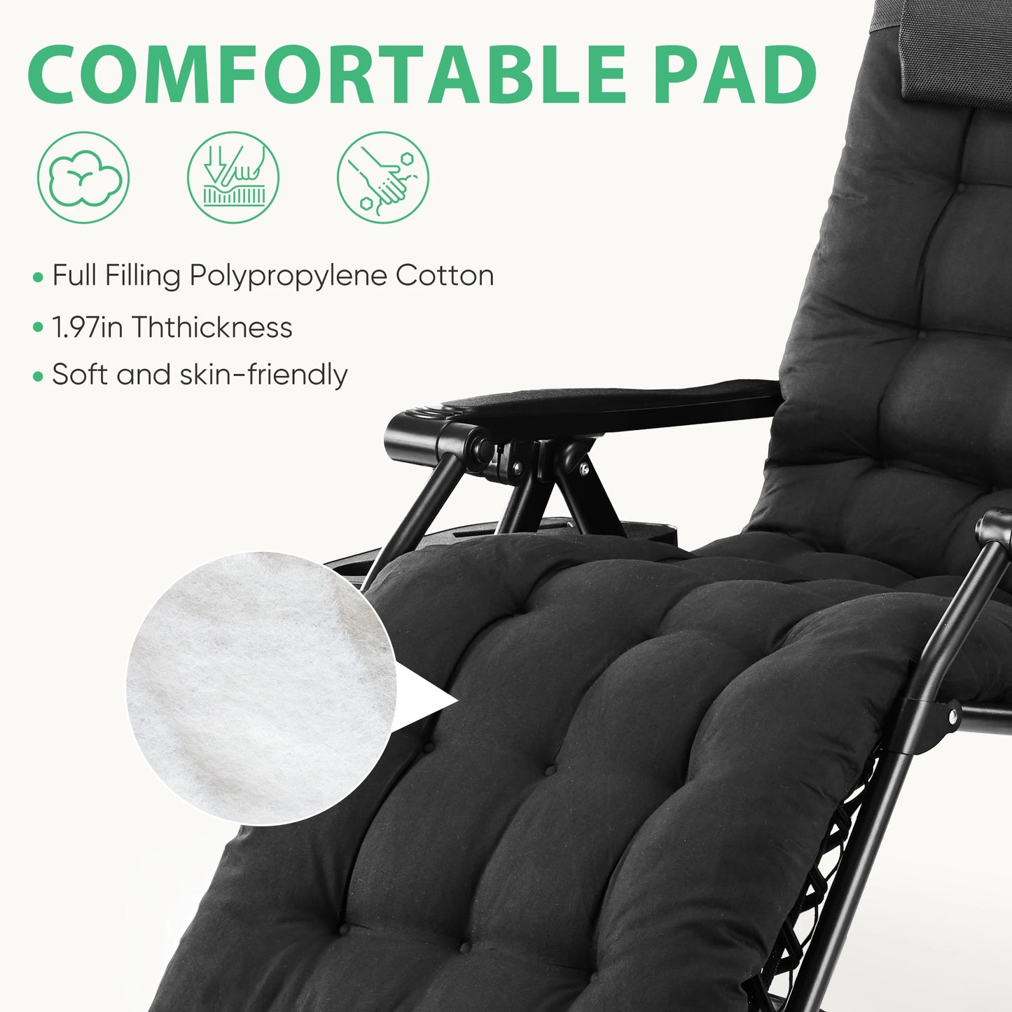 JHK Zero Gravity Recliner Folding Camping Lounge Chair Cup Holder