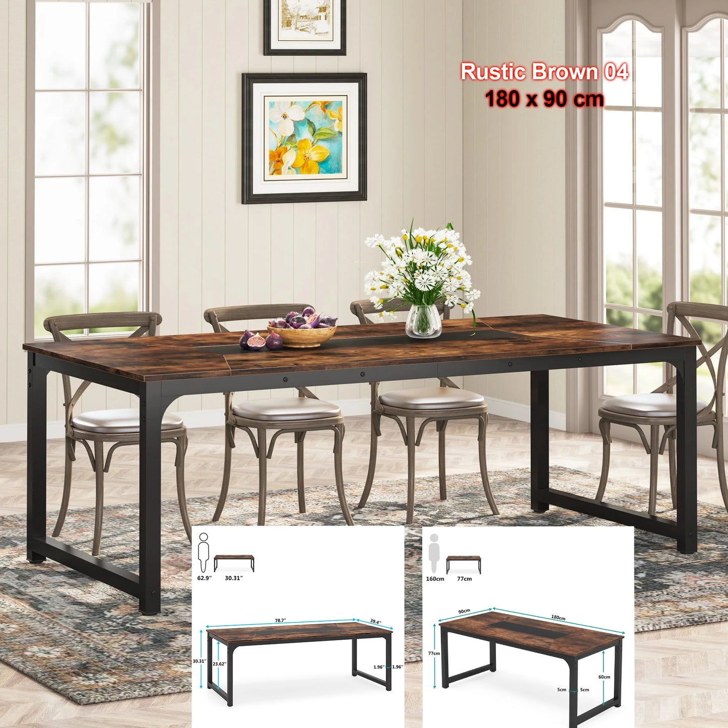 Tribesigns Rectangular Dining Table For 6 To 8 People