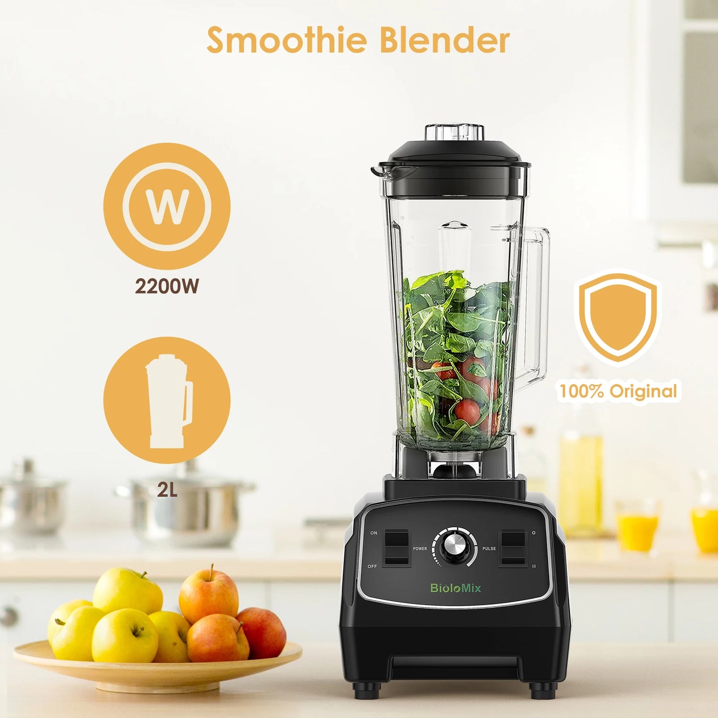 Biolomix BPA Free 3HP 2200W Commercial Blender Mixer Juicer
