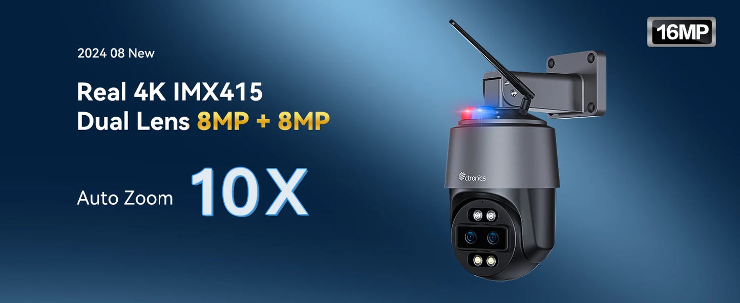 Ctronics 4K 8MP Outdoor WiFi Surveillance Camera With Auto Tracking