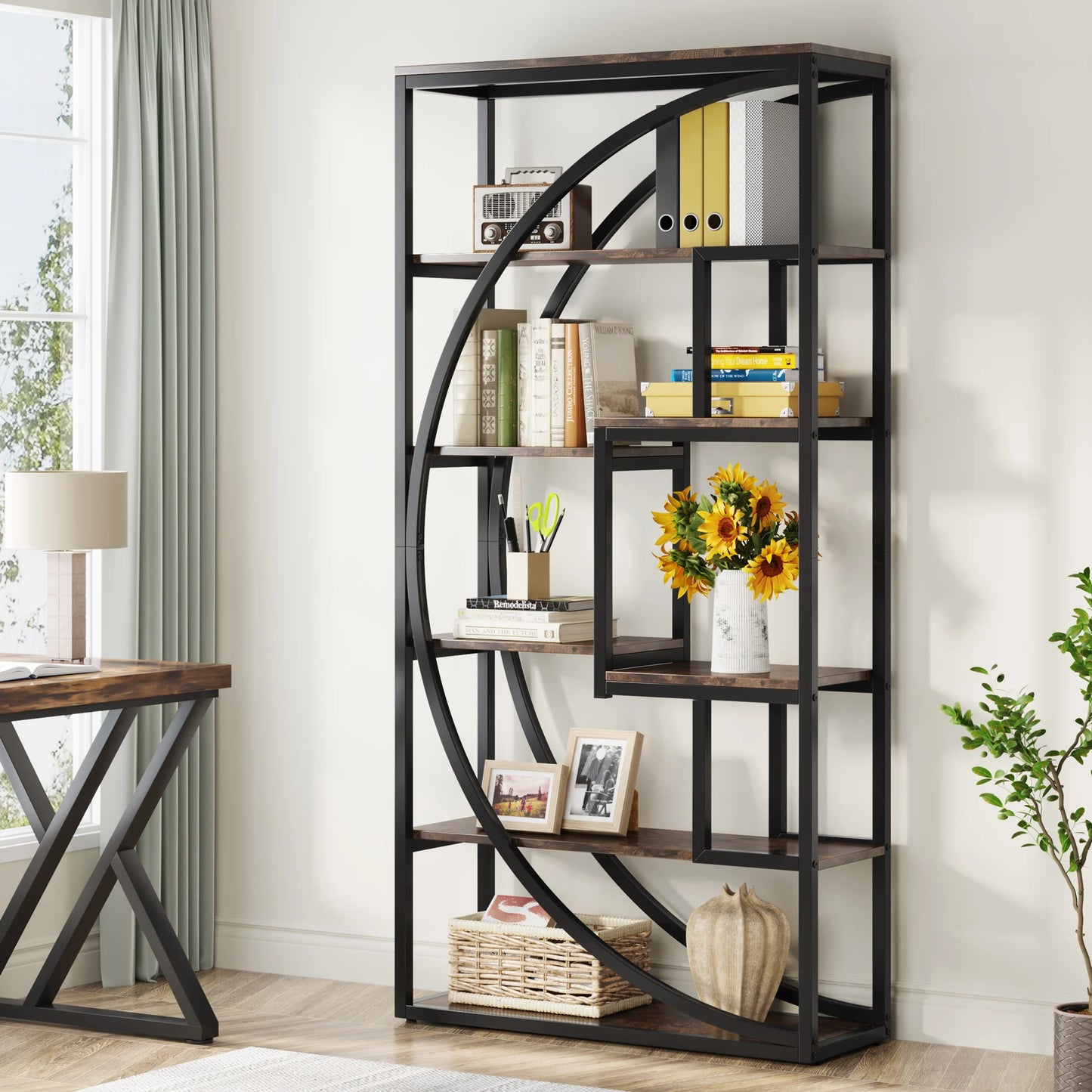Tribesigns Industrial 5 Tier Etagere Bookcase Freestanding Organizer