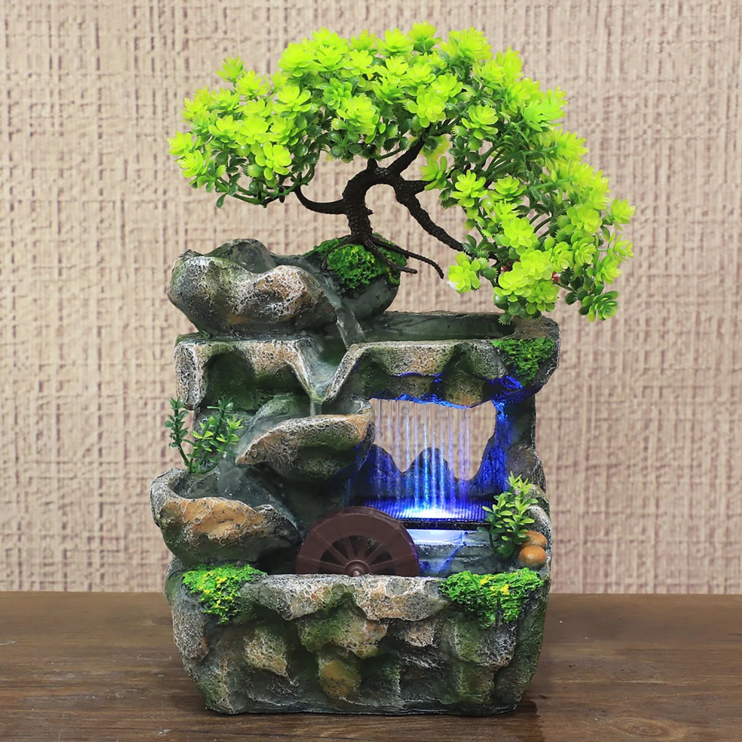 Indoor Desktop Fountain Waterfall Decor With Color Changing LED Lighting