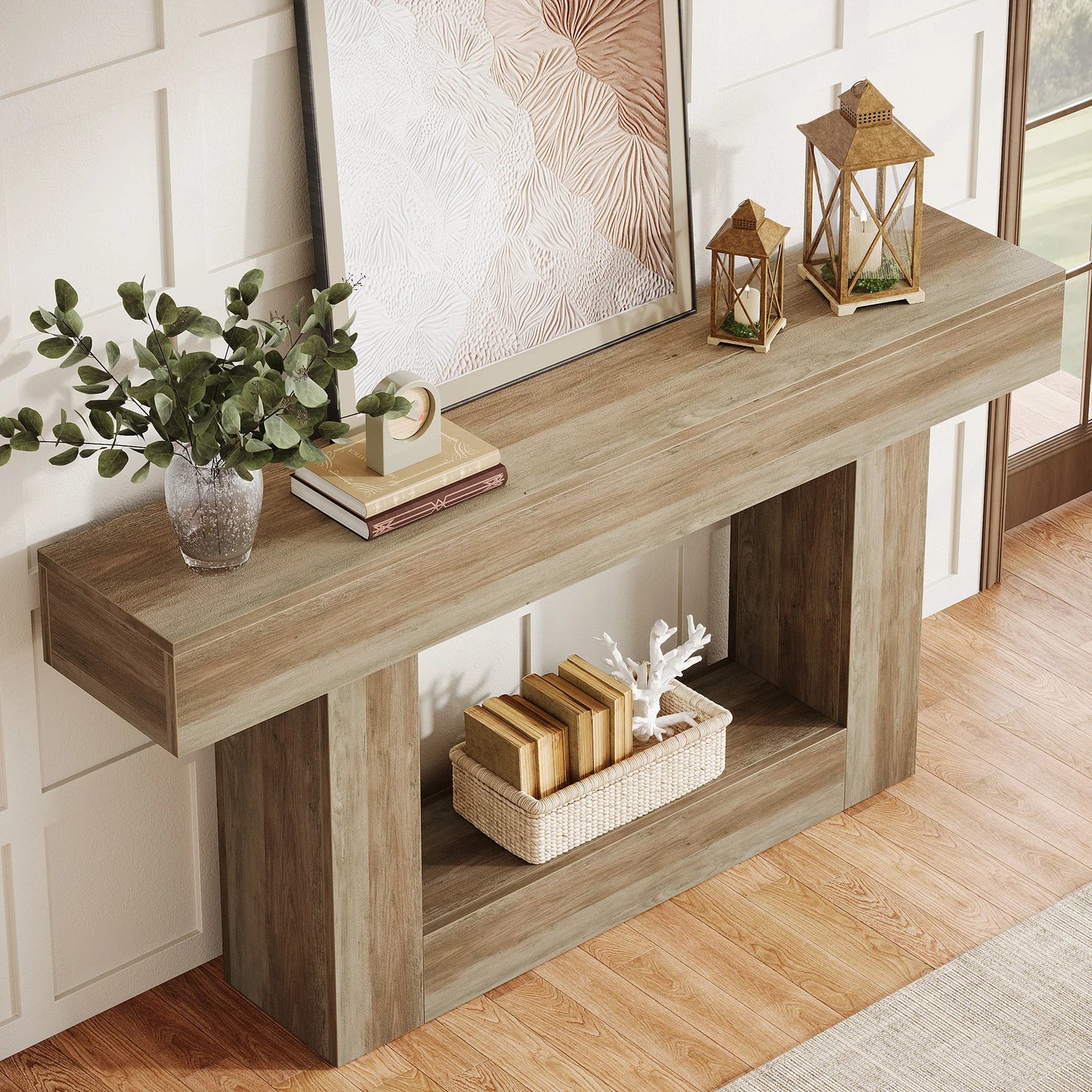 Tribesigns Farmhouse Console Table With U Shaped Base