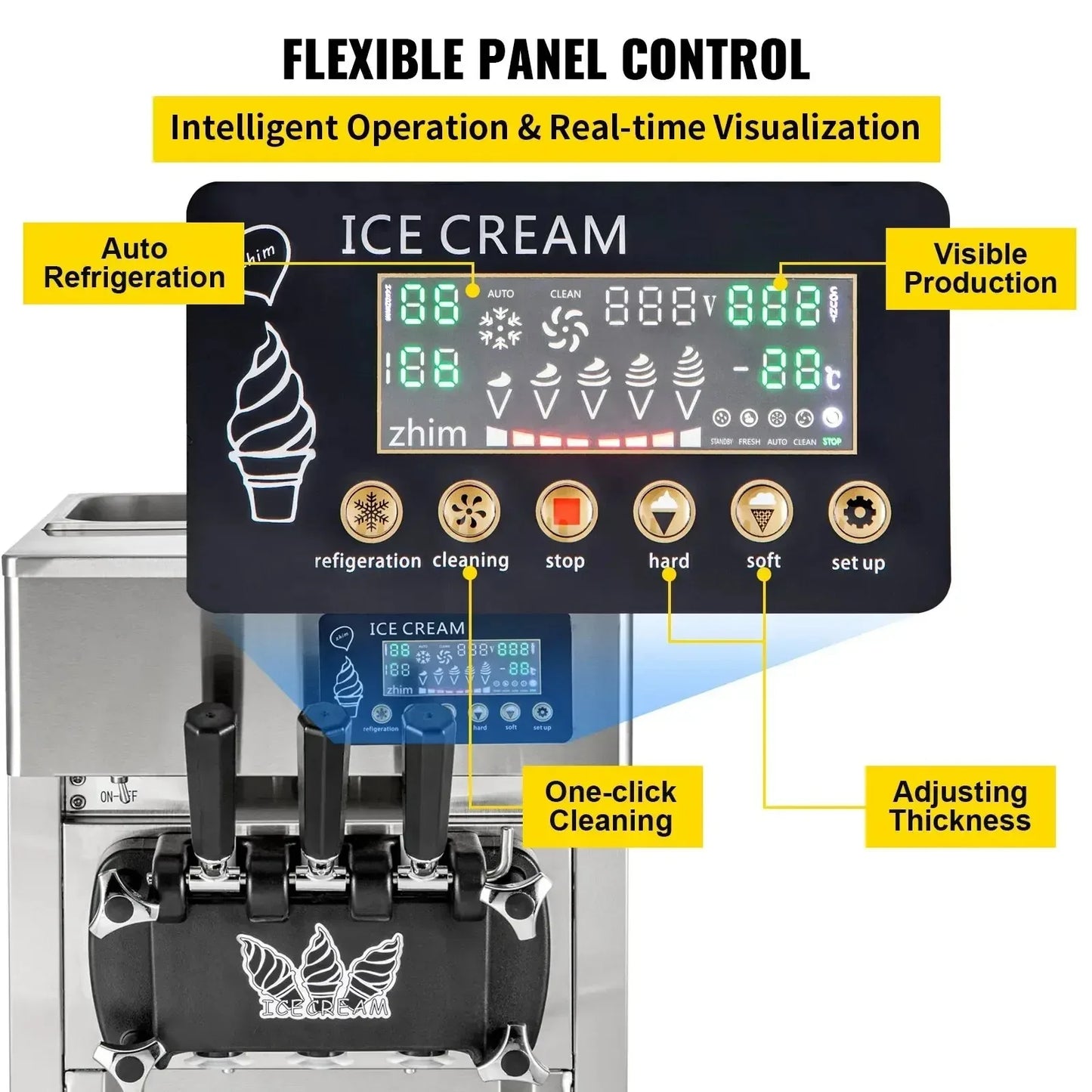 VEVOR Ice Cream Machine A168 1200W Compressor Maker with LCD