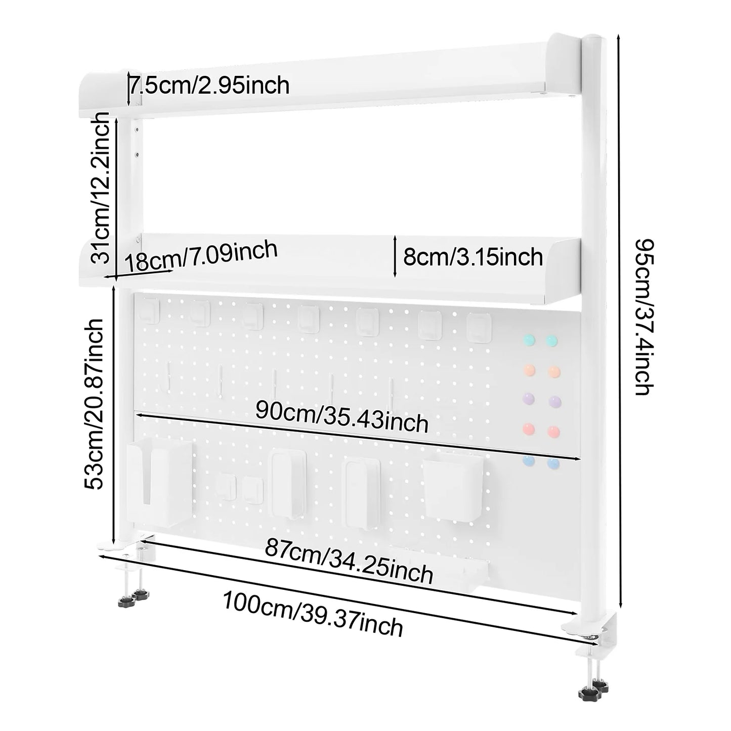 Bymaocar Clip On Desktop Bookshelf Organizer Two Tier Pegboard Shelf
