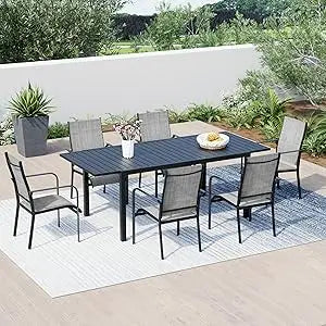 All Weather Rattan Dining Set With Wood Table Umbrella Hole