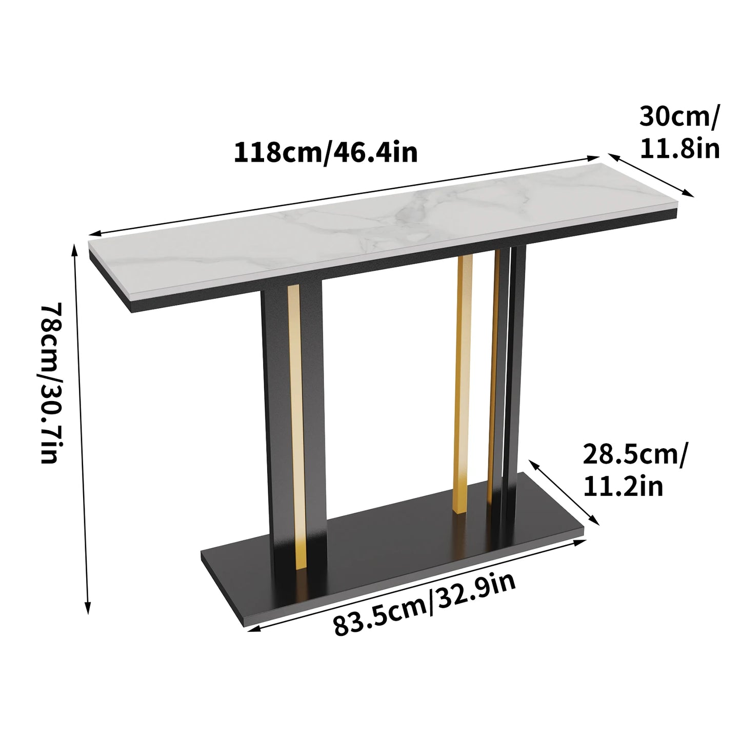 BINGOPAW Contemporary Console Table With Stone Top And Pedestal