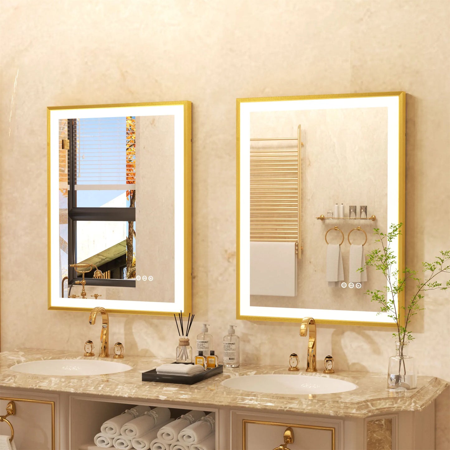 LED Bathroom Vanity Mirror With Aluminum Frame Front Lighted Modern