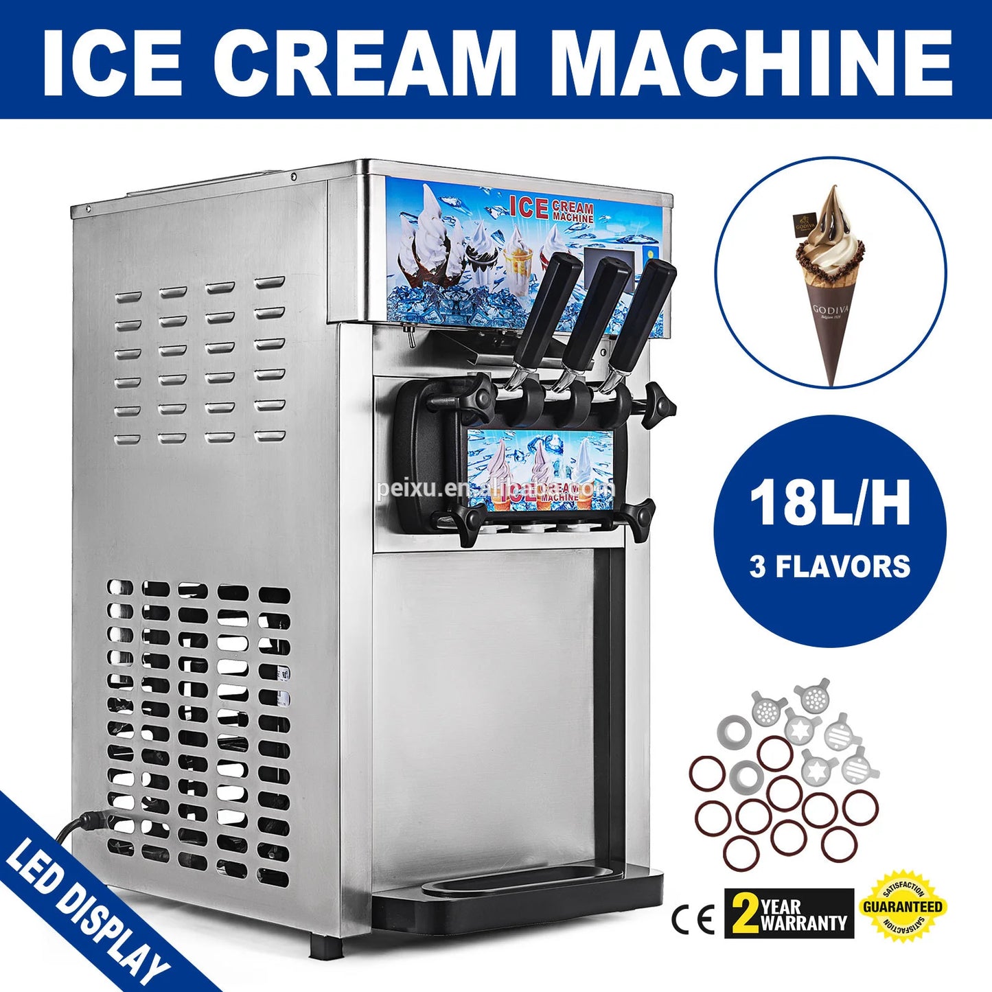 XMSJ Commercial Ice Cream Machine Soft Serve Freezer