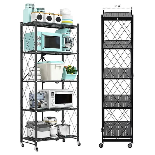 5 Tier Wheel Storage Shelving Unit Heavy Duty Metal Organizer