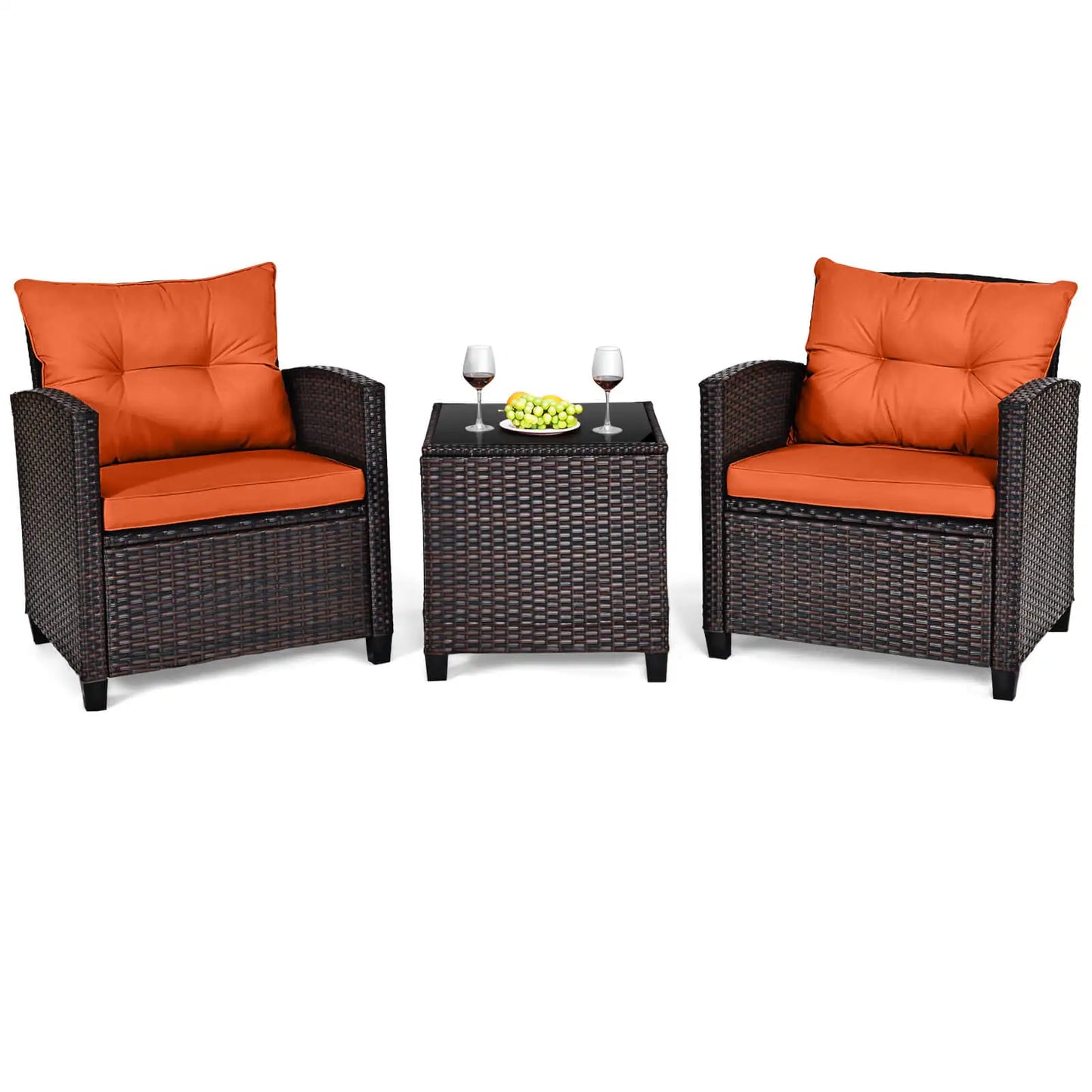 HOMASIS 3-Piece Patio Rattan Sofa Set