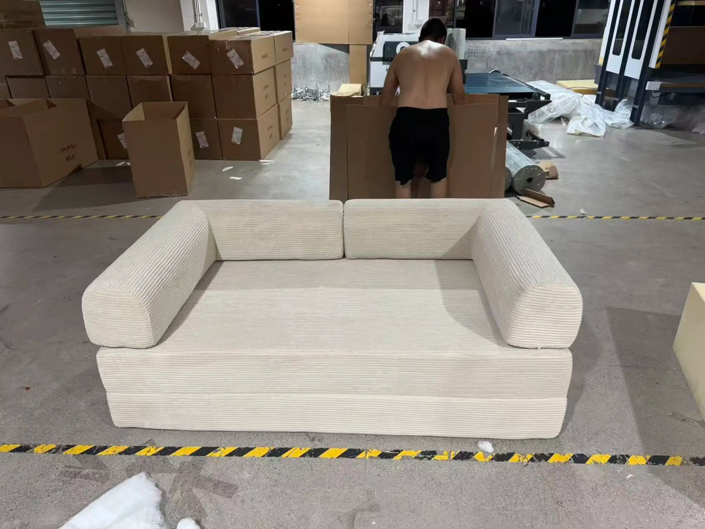 NONECN Italian Corduroy Sofa Bed Minimalist Modular Lounge