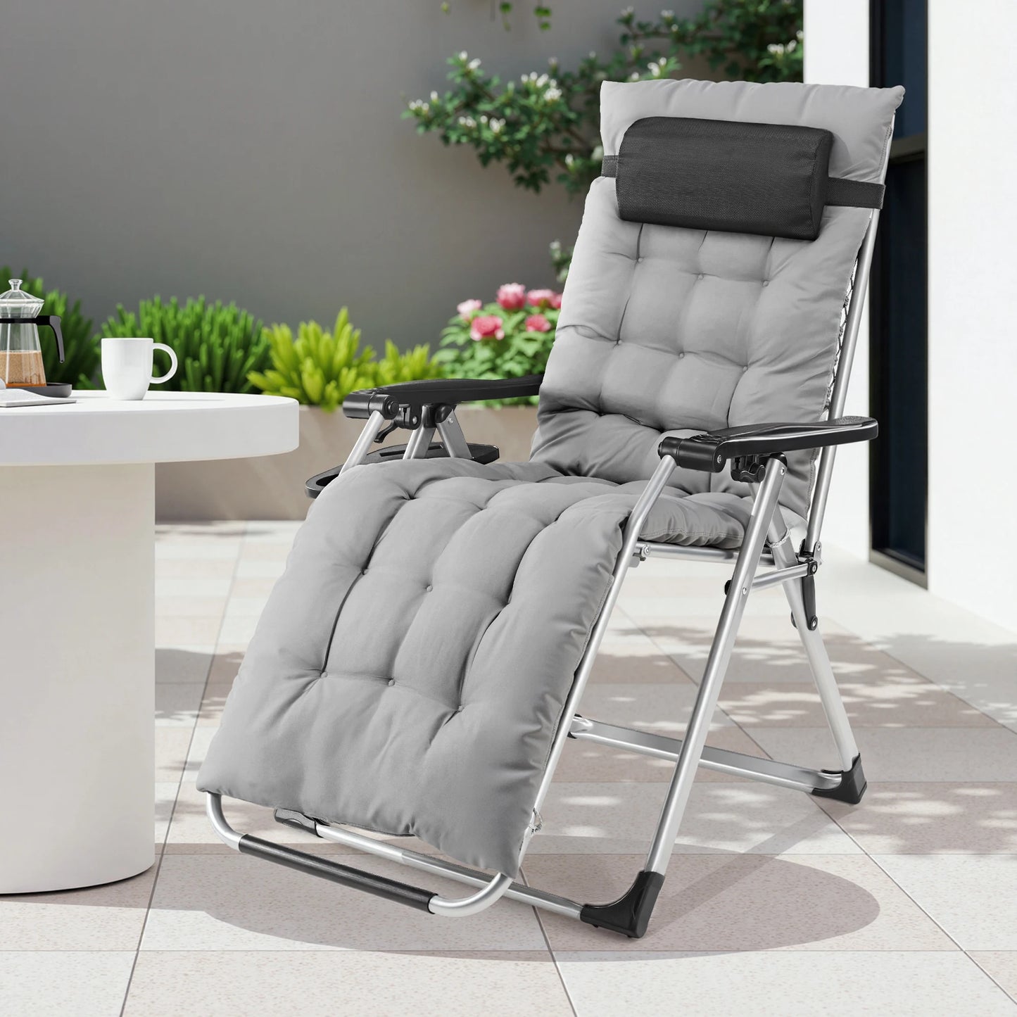 JHK Zero Gravity Recliner Folding Camping Lounge Chair Cup Holder