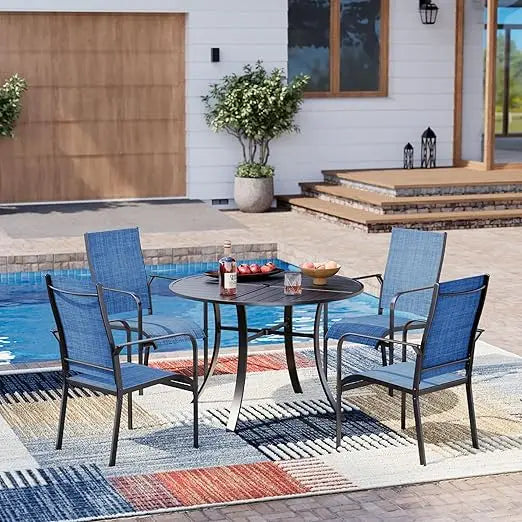 All-Weather Rattan Patio Dining Set With Umbrella Hole