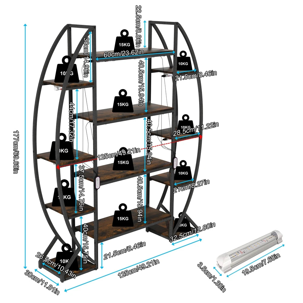 Half Moon Shape Plant Stand Industrial Multilayer Shelf Rack