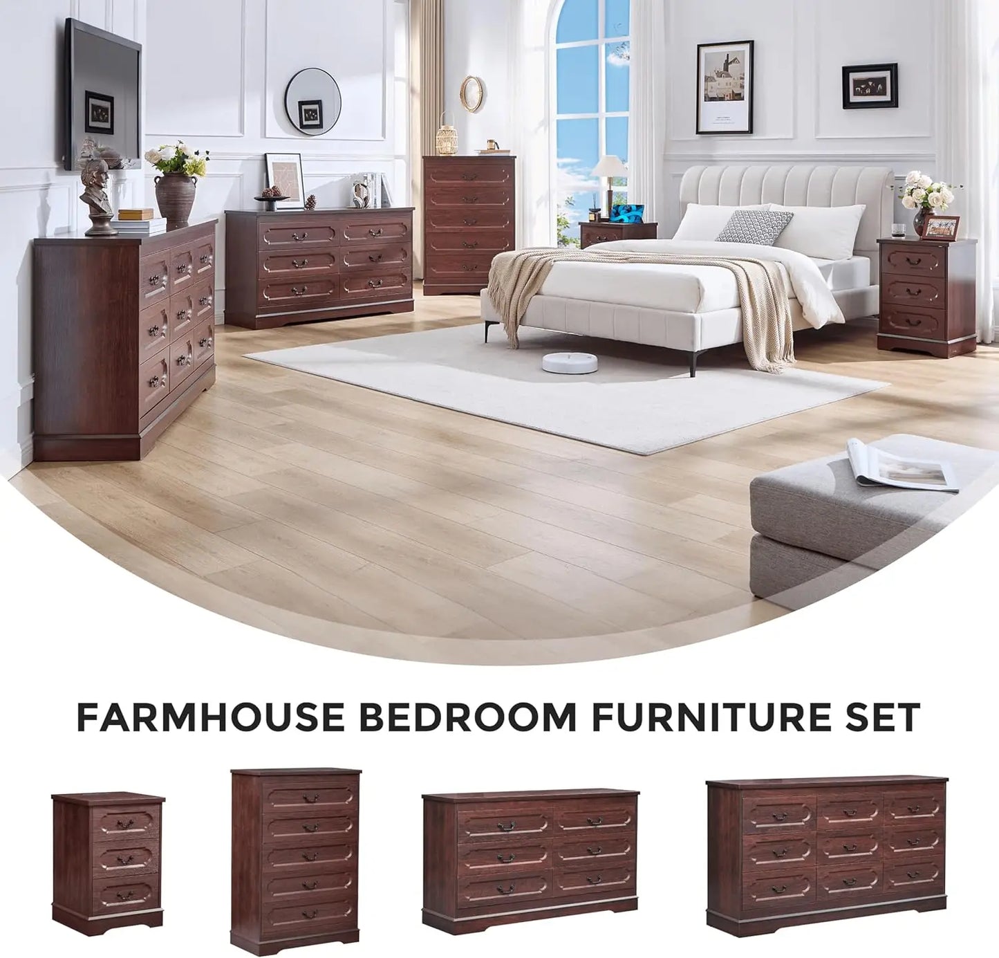 Farmhouse Cherry Wood Dresser Chest Of Drawers Rustic Style