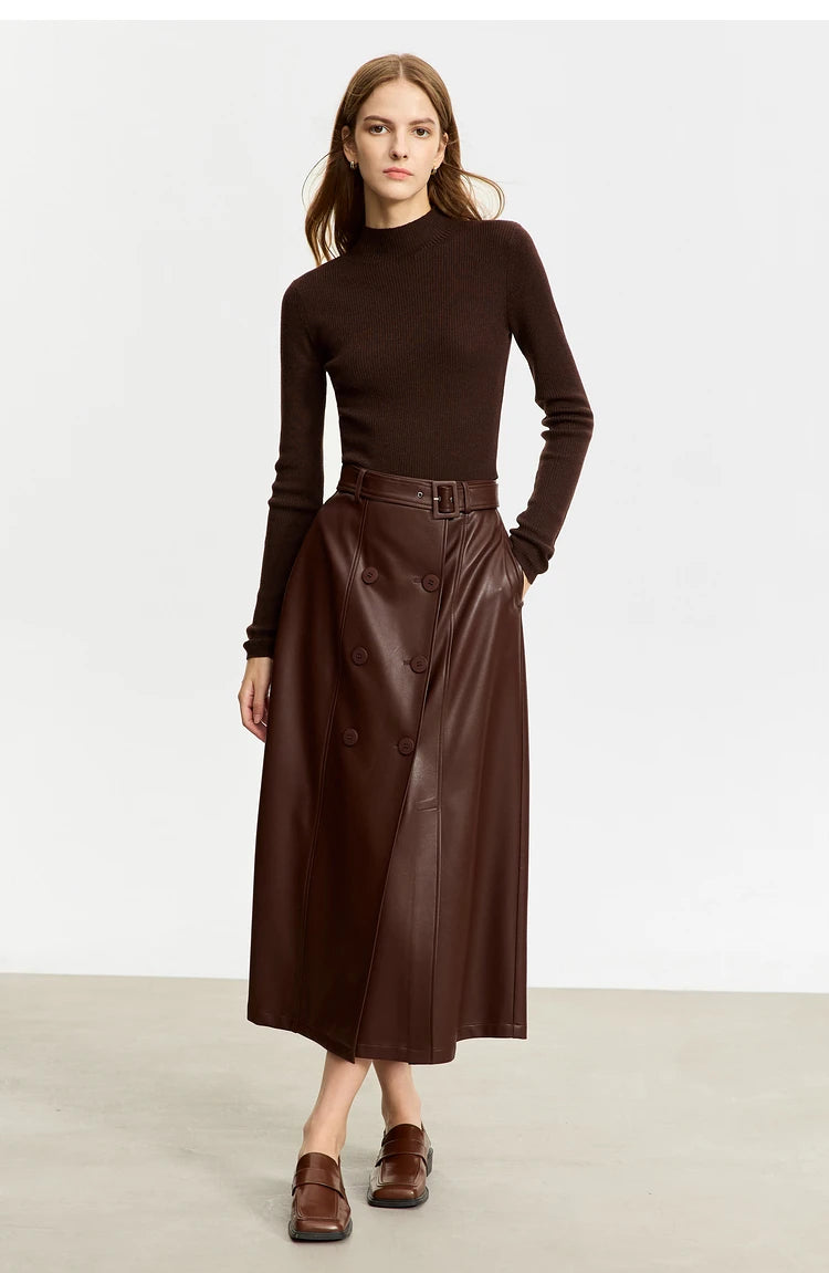 AMIICN Minimalism Women Sweater Slim Fit Turtleneck Warm Knit