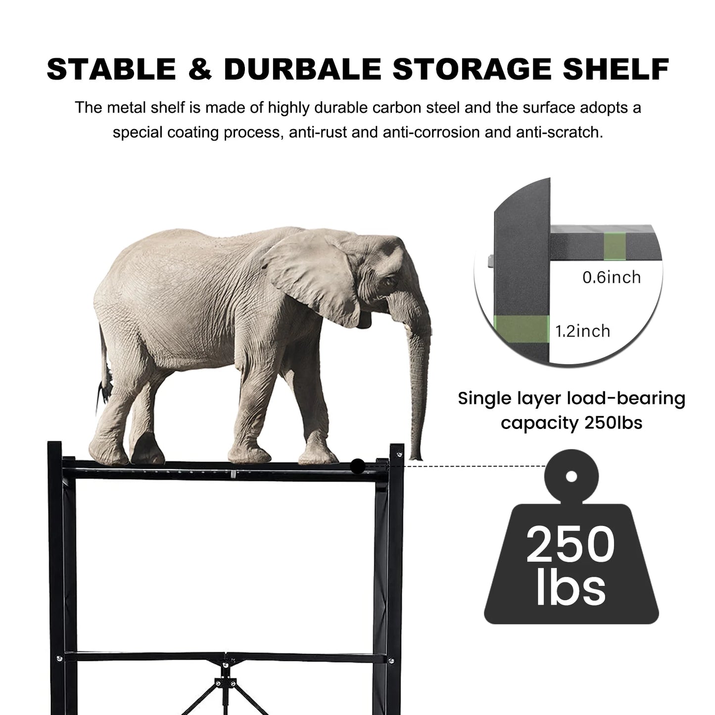 5 Tier Wheel Storage Shelving Unit Heavy Duty Metal Organizer