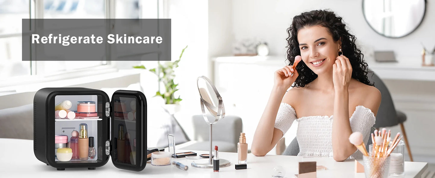 Crownful Mini Fridge for Beauty and Skincare Portable Car and Home